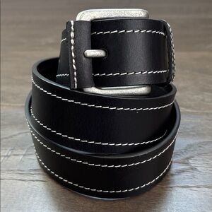Stone Mountain Genuine top grain leather,white stitching,brushed nickle buckle